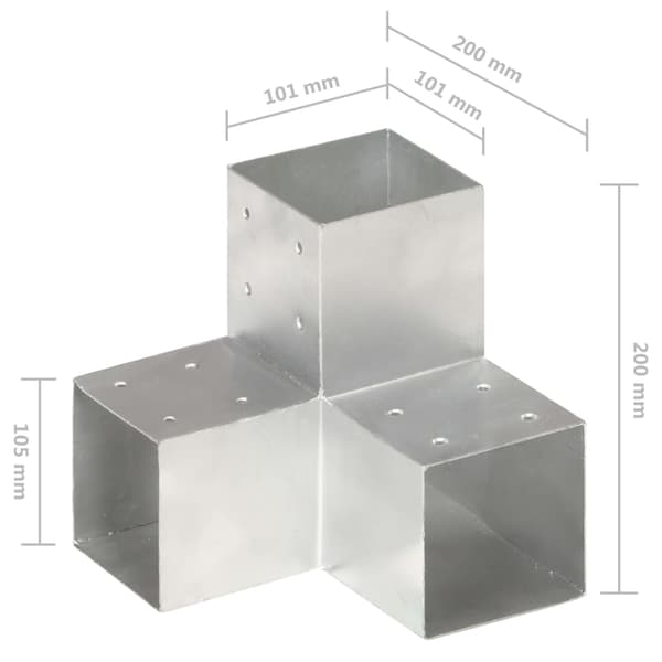 vidaXL Y-formade kopplingar, 4 st, galvaniserad metall, 101x101 mm