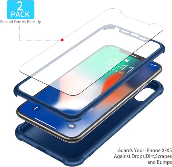 BAKSIDAN FÖR IPHONE XS MAX 6,5' BLÅTT GLAS