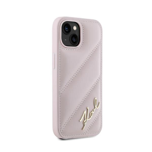 Karl Lagerfeld Diagonal Quilted Script - iPhone 15 / 14 / 13-skal (rosa)