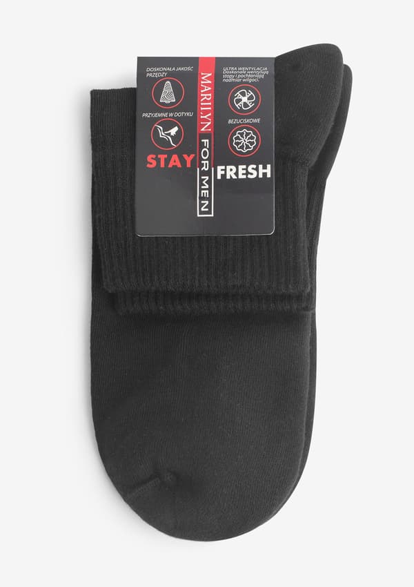 Herre sorte bomuldsstrømper uden tryk med flad søm - Stay fresh 41/45