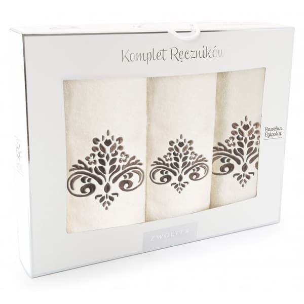 Zwoltex handduksset 3-pack Sultan ecru mönster