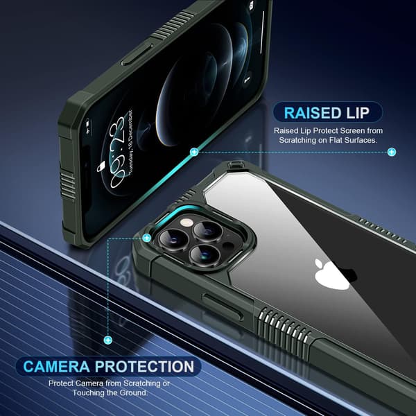 GRØNT ETUI TIL APPLE IPHONE 12 PRO MAX HÆRDET GLASKAMERA A2342