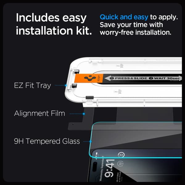 Härdat glas Spigen Glas.TR EZ Fit 2-pack iPhone 15 Pro Max Klar