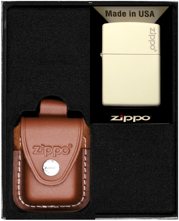 ZIPPO tändare VIT MATT LOGOTYG Presentset Nr 2