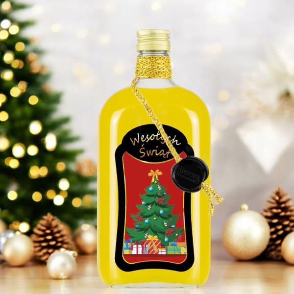 JULKLASSISK 500 ml PREMIUMDEKORERAD glasflaska för likörer