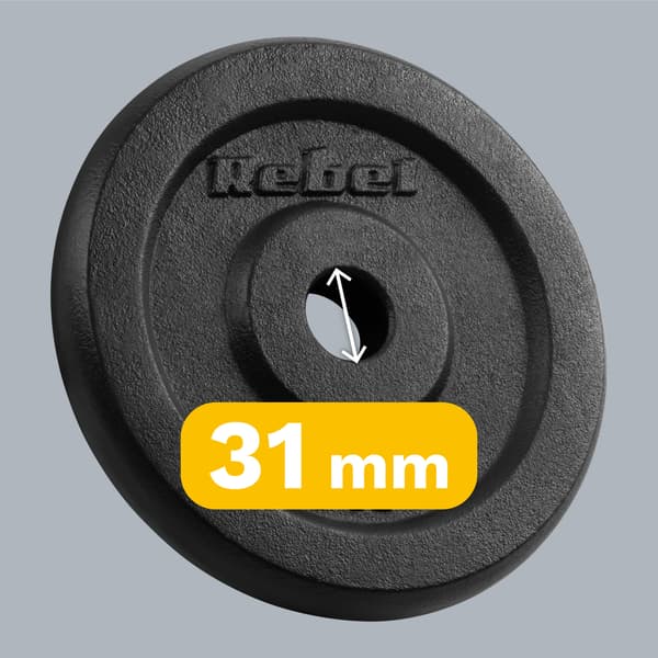 Rebel støbejerns vægtskive sæt 4x5kg 20kg hul 31mm klassisk