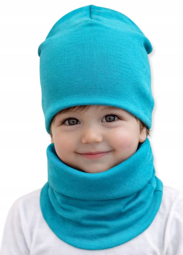 Set MÖSSA + HALSDUK 74-80-86 babyset 40/44 VÅRBLÅ MARIN