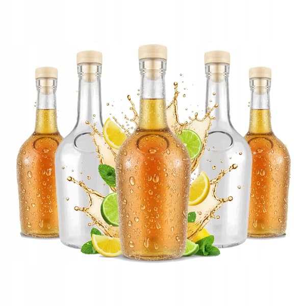 5x Glasflasker Gloria 500ml Flaske til Likør, Juice, Vin + Korkprop