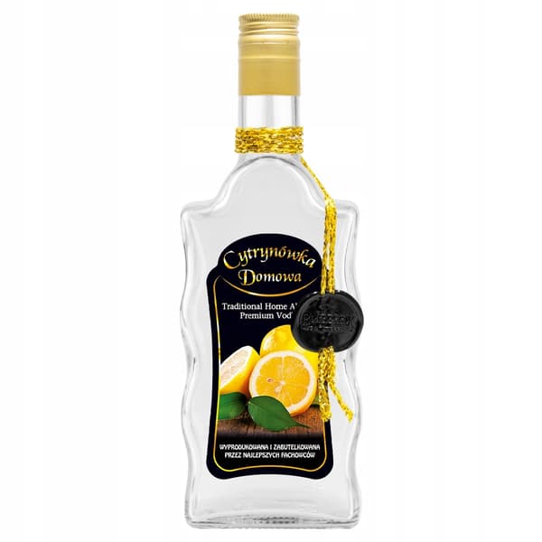 Pullo, jossa on aaltokuvio, 500 ml. Kotitekoinen sitruunavihannes.