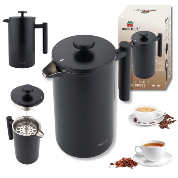 STÅLKOLVKANNA FÖR KAFFE OCH TE 1L KINGHOFF KH-1996