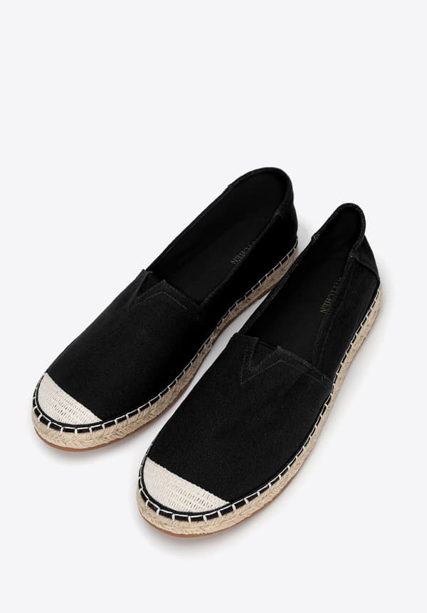 Wittchen Herre Espadrilles med Flettet Tå Sort, Sort Tekstilmateriale