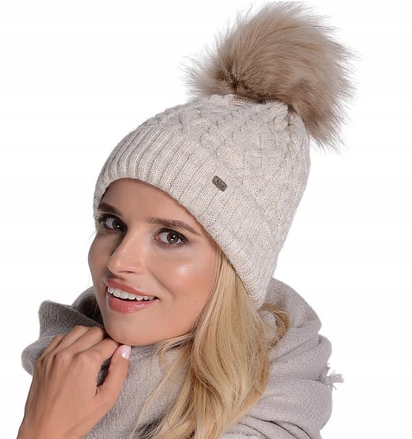 Damvintermössa med pompom i fleece varm julemössa