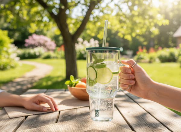 STANLEY STOR GLASMUGG 1,1L TRANSPARENT MED LOCK OCH SURGRÅ