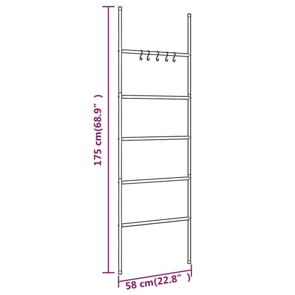 vidaXL Pyyheteline 5-kerroksinen musta 58x175 cm