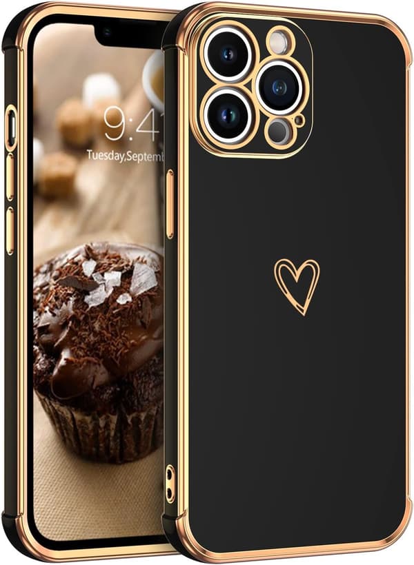 APPLE IPHONE 13 PRO SILIKONIKUORI MUSTA KULTA TARVIKKEET SYDÄN A2483