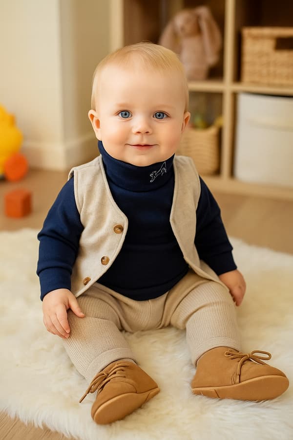 Baby polotröja 80 sweatshirt barnkläder med tryck marinblå