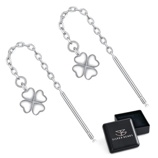 Silverhängande örhängen med klöver, 925 silver