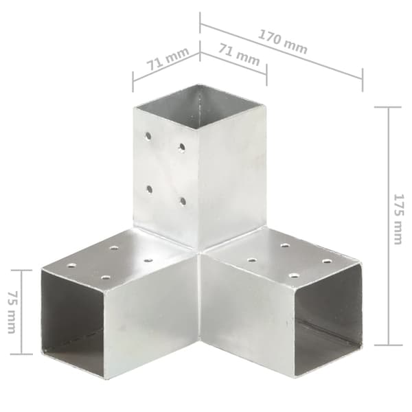 vidaXL Y-formad stolpkoppling galvaniserad metall 71x71 mm