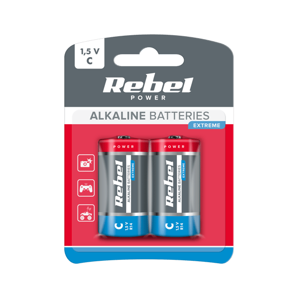 2x Rebel Extreme LR14 R14 C alkalisk batteri