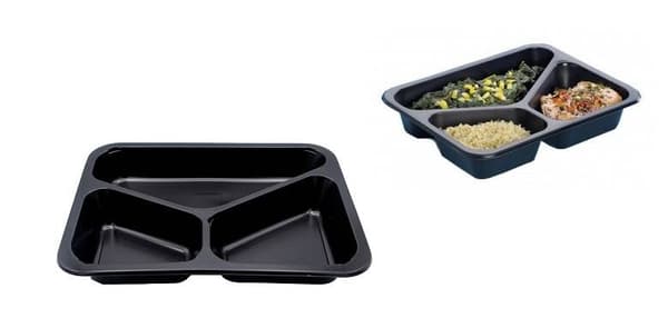 Sorte catering beholdere til forsegling 900ml tredelt 50 stk