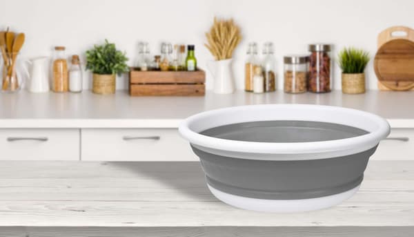 Pyöreä kulho 37 cm valkoinen ja harmaa ELBA COMPACT 9 litraa