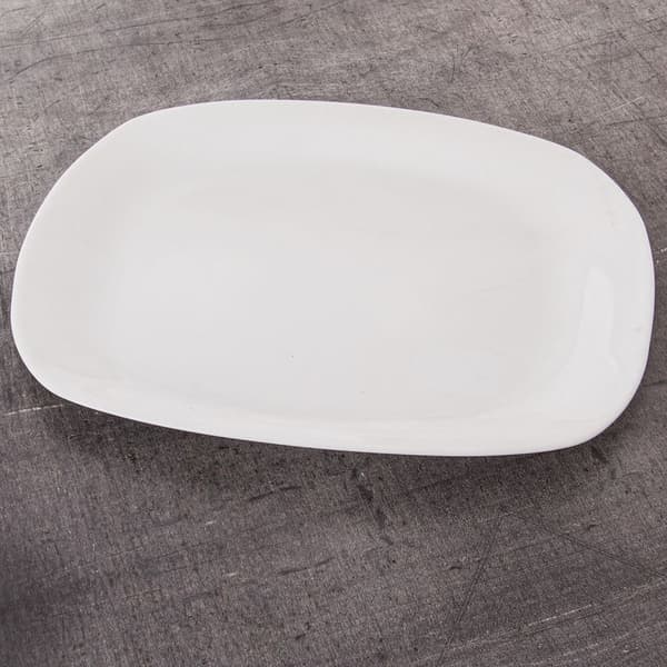 Hvidt rektangulært glasfad 28x21 cm