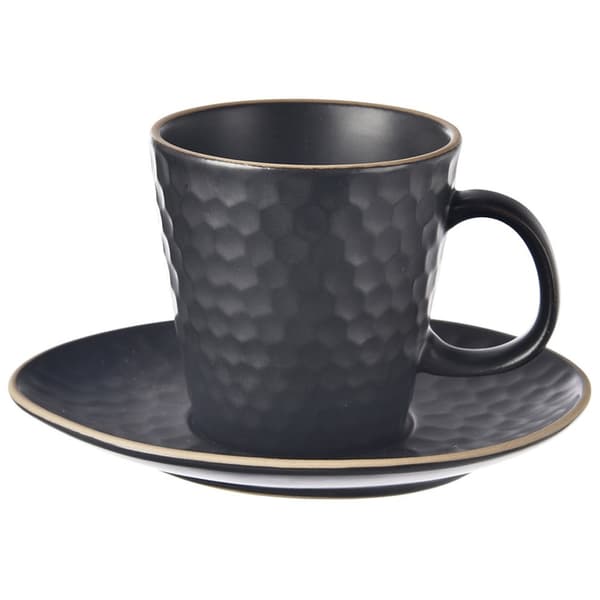 Keraaminen musta kuppi alustalla TEA TIME 235 ml