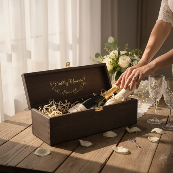 Trälåda för vin och alkohol, mörkbrun