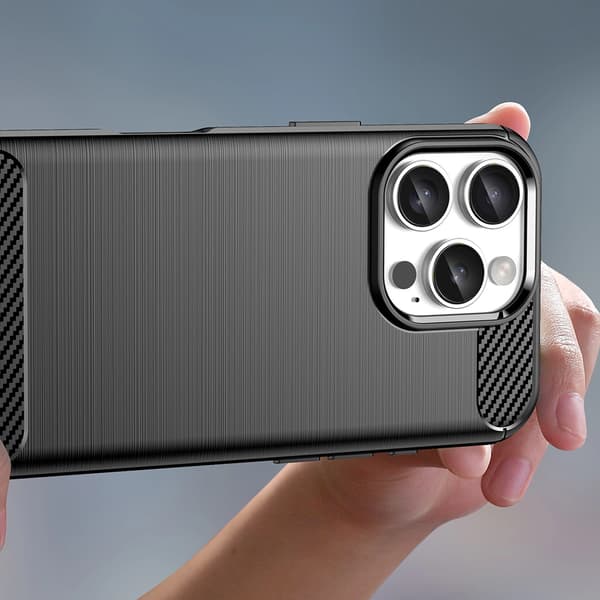 Carbon-cover til iPhone 16 Pro Max - Sort