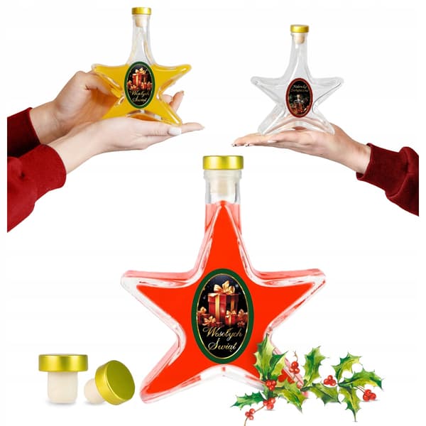 5 x pulloa STAR 200ml + LABEL lasipullo joulutinktuuroille