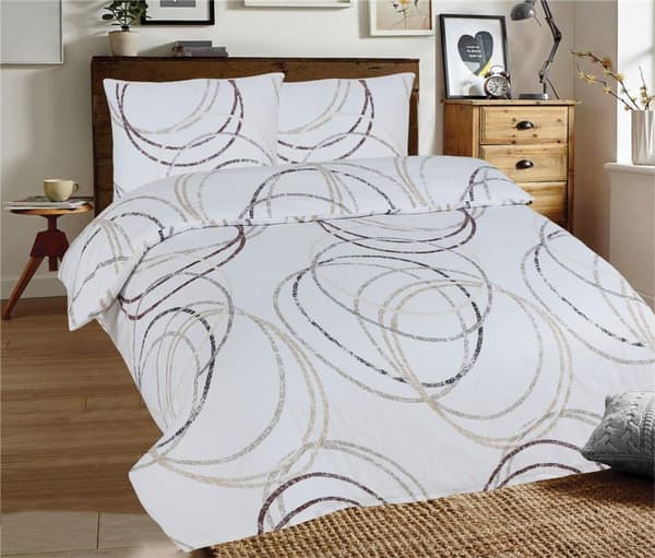 Flanellsängklädset 220x200 F80A vit med cirklar
