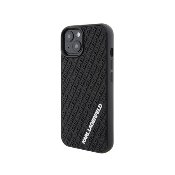 Karl Lagerfeld 3D gummi multilogo - iPhone 15 cover (sort)