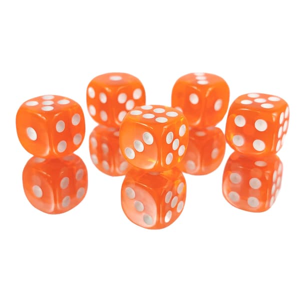 D6 1,6 cm RPG Orange Transparent Sekssidet Terning