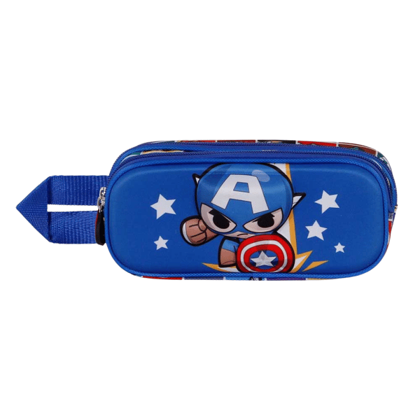 Marvel Captain America Blått Pennfodral med Dubbelfack 22x10x8 cm