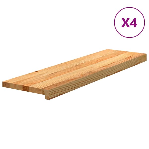 vidaXL trappetrin, 4 stk. brun 90x30x2 cm massivt egetræ