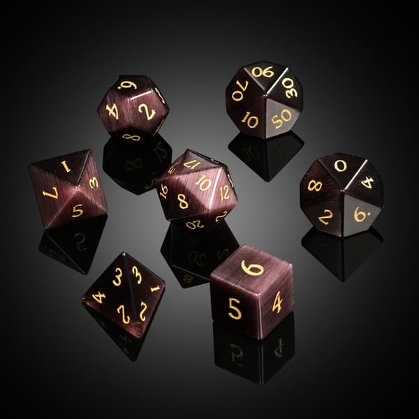 Opal Cat's Eye RPG -noppasetti, 7 kristallinoppaa