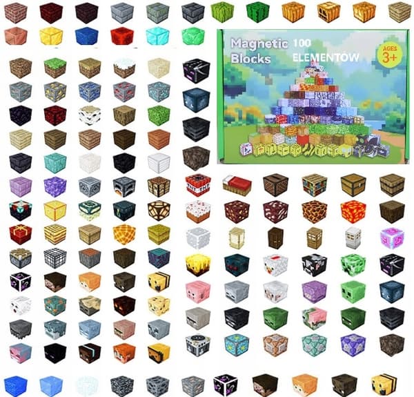 MAGNETISKA BLOCKER MINECRAFT-KUBER 100 BLOCKER ARRANGERINGSKUBER