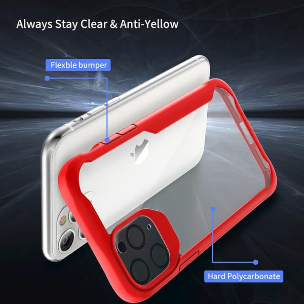 RØD BUMPER ETUI TIL IPHONE 11 PRO GLAS TELEFONKAMERA