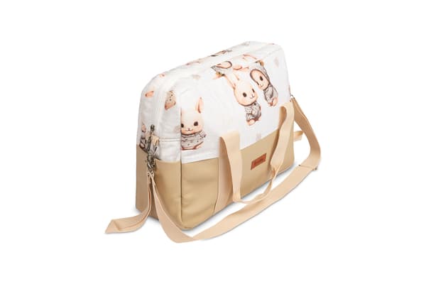 BEIGE BARNVAGNSVÄSKA I PU-LÄDER