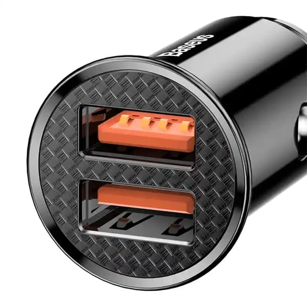 Baseus Cirkulær Biloplader 2xUSB QC3.0 5A 30W (Sort)