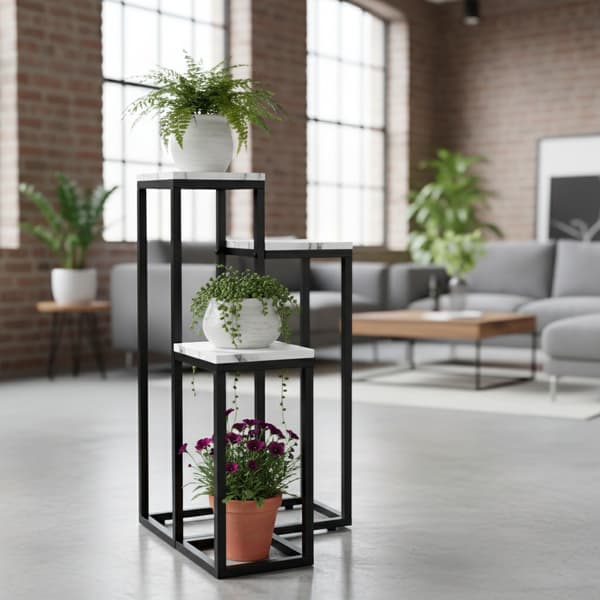 Munir hvid marmor stående blomsterstander