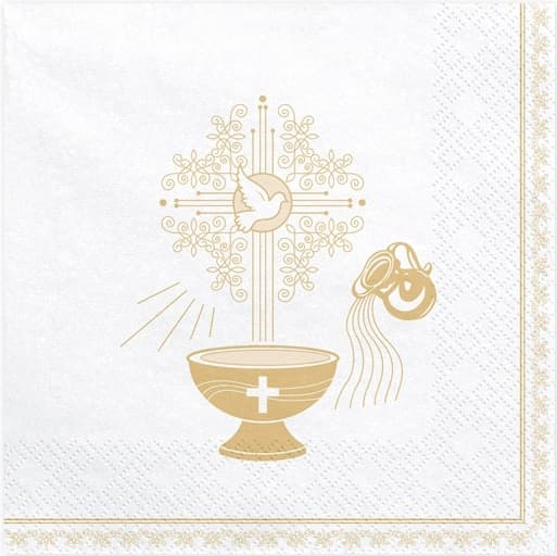 Dopservetter, 33x33cm, guld, 1-pack.