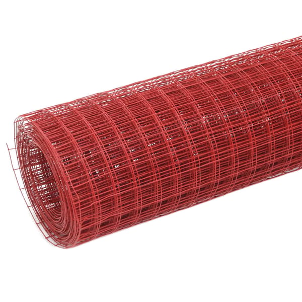 vidaXL stål- og PVC-nethegn 10x1 m rød