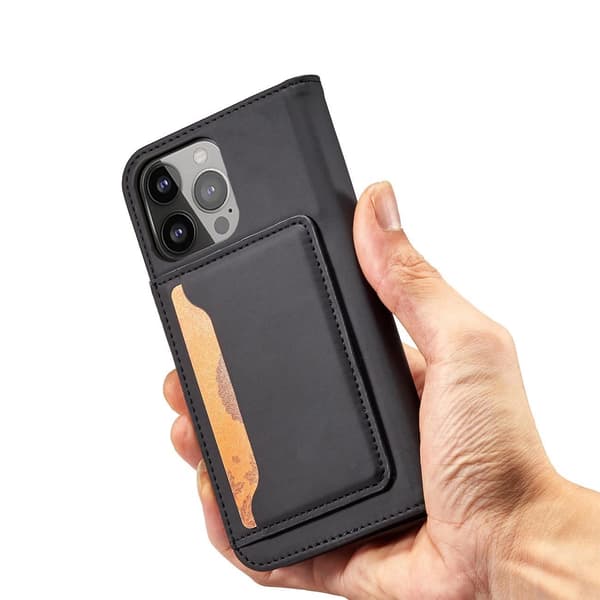 Magnetkortcover til iPhone 13 Pro Max cover med kortholder, sort