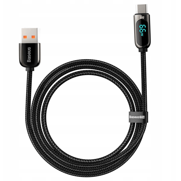Baseus Display USB till USB-C-kabel, 66W, 1m (svart)