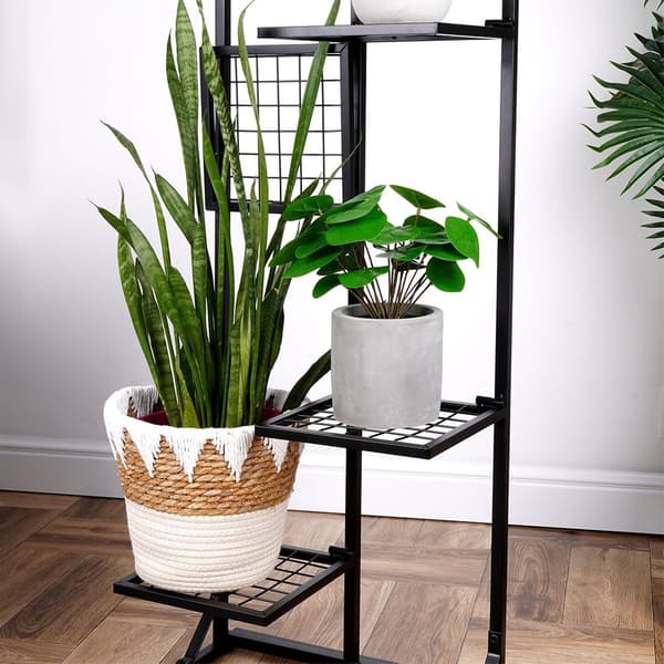 Blomsterstand metal sort 4-niveauer 102 cm