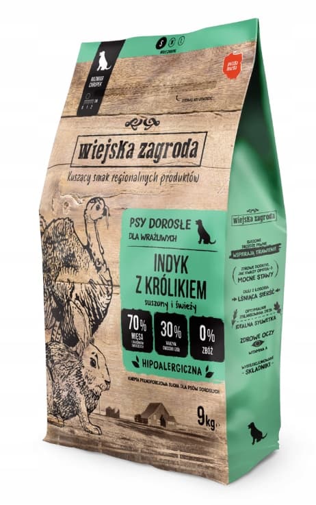 Wiejska Zagroda våd hundefoder kalkun og kanin 9 kg