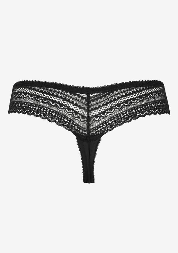 Dame stringtrusser i elastisk Lycra og blonde Mary Poupee Marilyn S Black