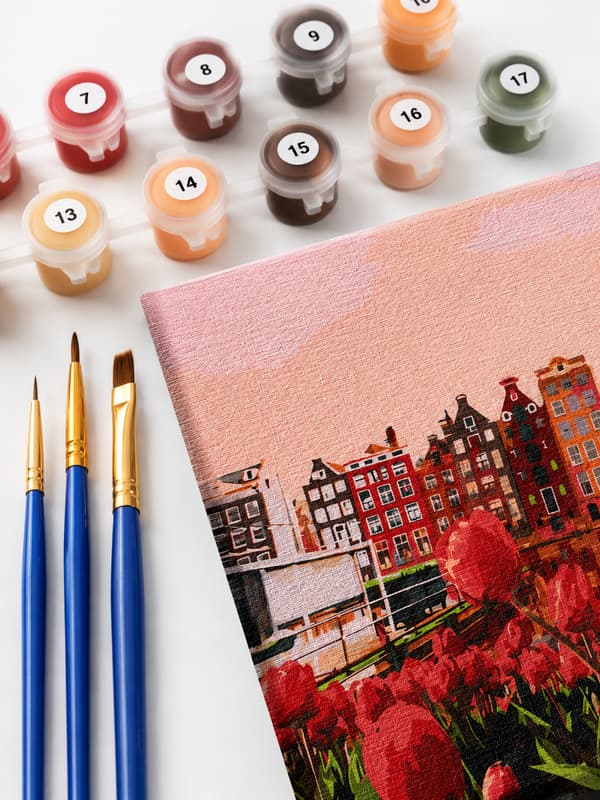 Maleri efter tal med ramme Billeder til maleri - Amsterdams skønhed 50x40 cm