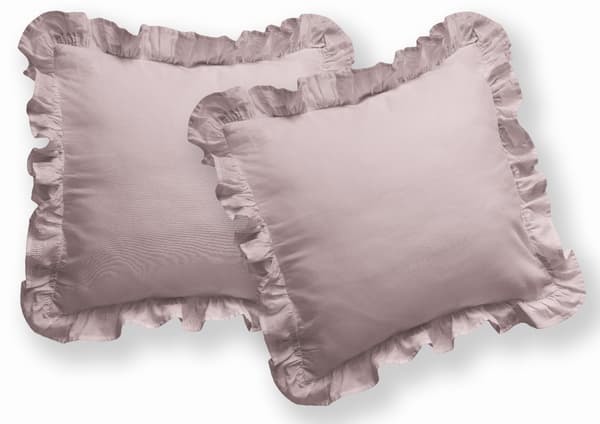 Bomuldspudebetræk 40x40 Pure med flæser Pudderrosa 2 stk.
